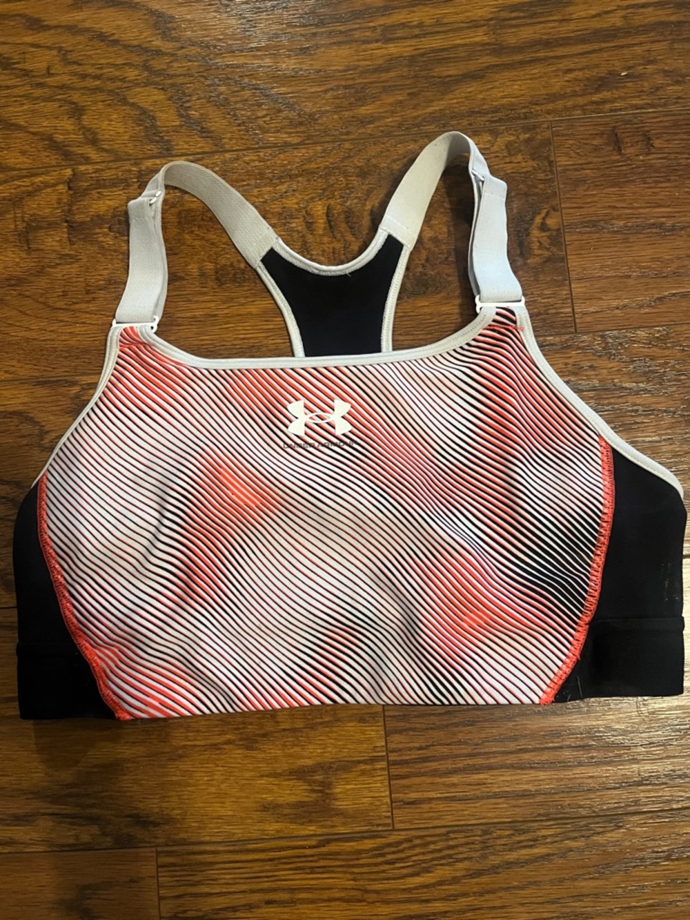 Under Armour Coral & Black Striped High-Support Sports Bra